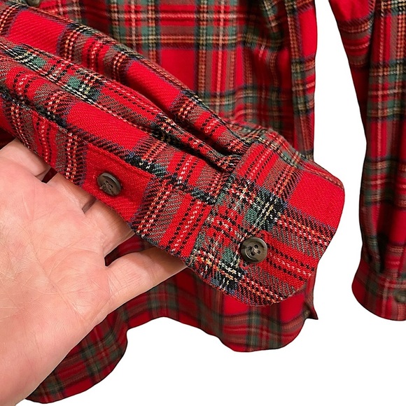 Pendleton Red Tartan Plaid Virgin Wool Button Down Shirt Washable Size Medium - Picture 7 of 10